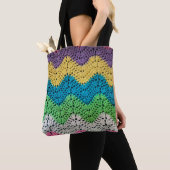 Zigzag Rainbow Haakontwerp Tote Bag (Dichtbij)