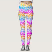 Zigzag Rainbow Pattern Pink, Blue Yellow Oranje Leggings (Voorkant)