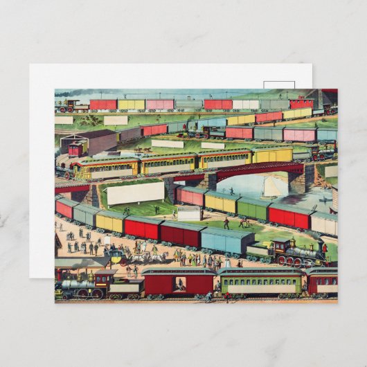 zigzag-reizigers- en goederentreinen briefkaart (Voorkant / Achterkant)