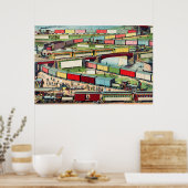 zigzag-reizigers- en goederentreinen poster (Keuken)