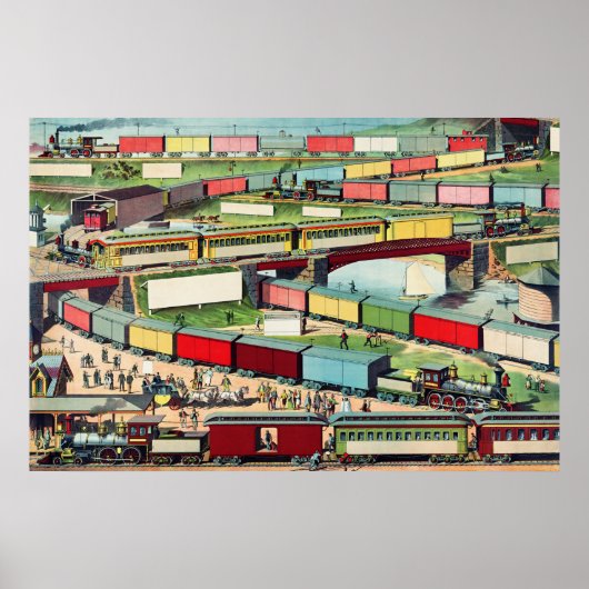 zigzag-reizigers- en goederentreinen poster (Voorkant)