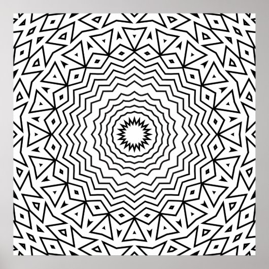 Zigzag Ring Mandala met Driehoek Patroon Detail Poster (Voorkant)