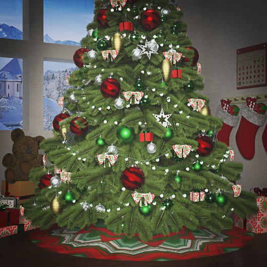 ZigZag rood en groen Kerstboom Rok