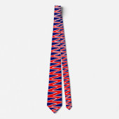 Zigzag - Rood en wit op donkerblauw 00066 Stropdas (Voorkant)