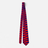 Zigzag - Rood op donkerblauw 00066 Stropdas (Achterkant)