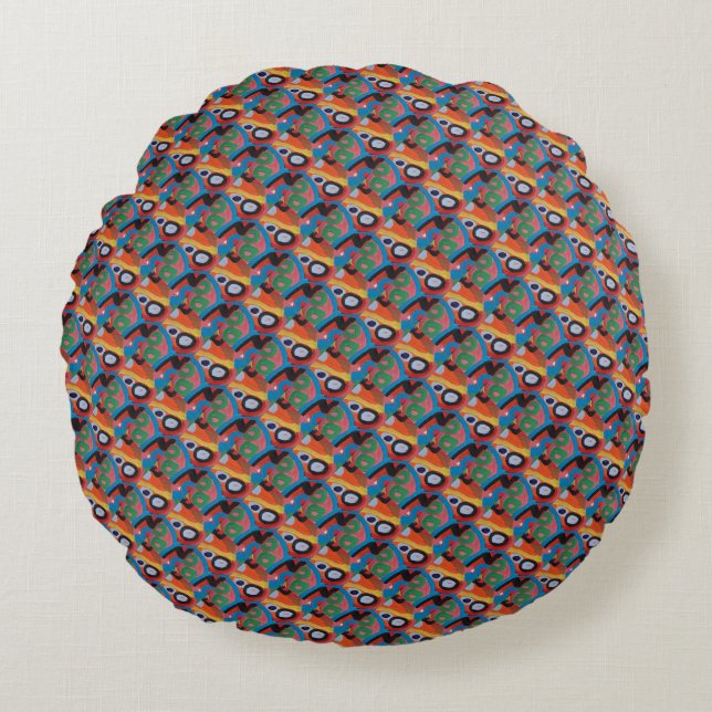 "ZigZag" Round Cushion Rond Kussen (Voorkant)