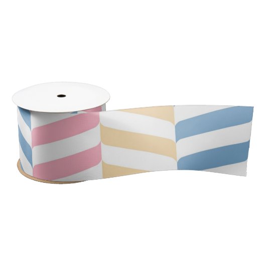 Zigzag roze blauwe pastelkleurige minomoderne satijnen lint (Spoel)