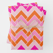 Zigzag roze en Oranje Chevron Inpakpapier Vel (In situ)