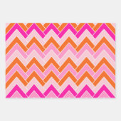 Zigzag roze en Oranje Chevron Inpakpapier Vel (Voorkant)