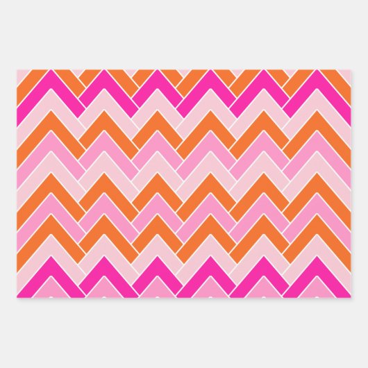 Zigzag roze en Oranje Chevron Inpakpapier Vel (Voorkant)