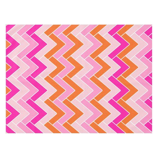 Zigzag roze en Oranje Chevron Tafelkleed (Voorkant (Horizontaal))