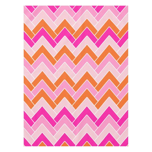 Zigzag roze en Oranje Chevron Tafelkleed (Voorkant)