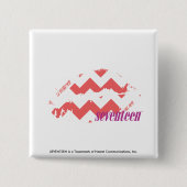 ZigZag roze Vierkante Button 5,1 Cm (Voorkant)