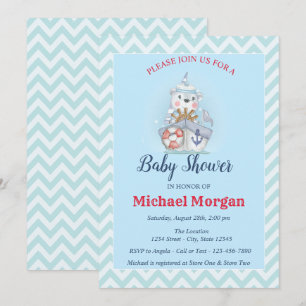 Zigzag, Sailor, Ahoy Het is een Baby shower. Kaart