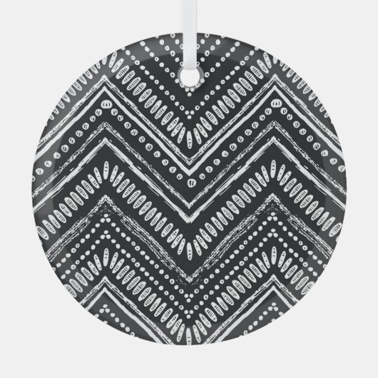 zigzag strepen: Hand getrokken etnische Glas Ornament (Voorkant)