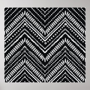 zigzag strepen: Hand getrokken etnische Poster
