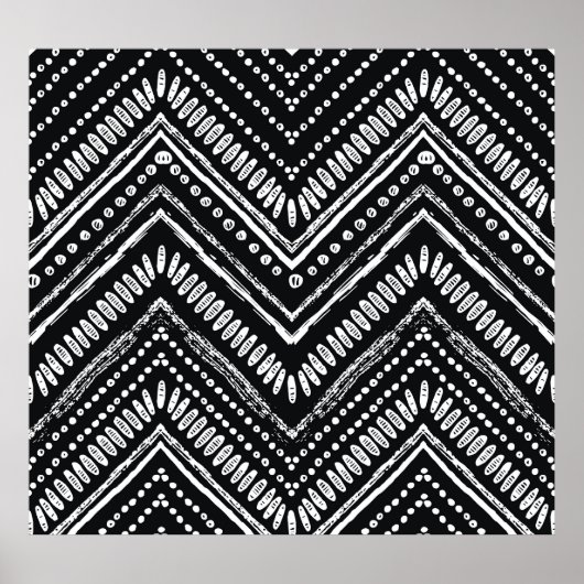 zigzag strepen: Hand getrokken etnische Poster (Voorkant)