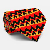 Zigzag Stripe Red Gold Pattern Stropdas (Opgerold)