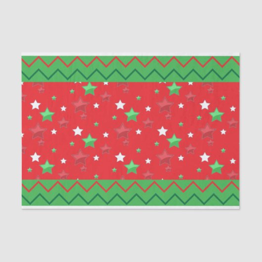 Zigzag Stripes, groene rode kerstriemen Tissuepapier (Voorkant)