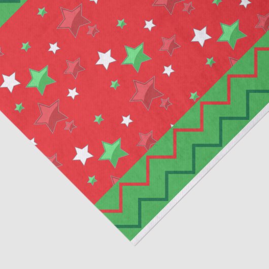 Zigzag Stripes, groene rode kerstriemen Tissuepapier (Detail)