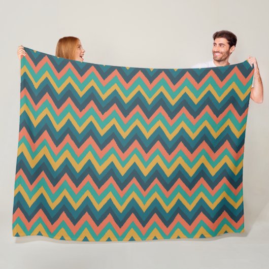 Zigzag Stripes in Waterverf Fleece Deken (In situ)