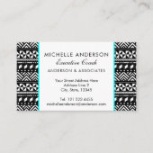 Zigzag Stripes, zwart wit en Aqua, Visitekaartje (Voorkant)