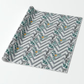 Zigzag Vogel % Bloem Patroon Cadeaupapier (Uitgerold)