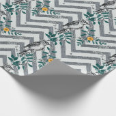 Zigzag Vogel % Bloem Patroon Cadeaupapier (Hoek)