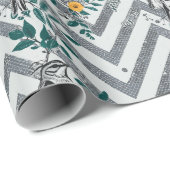 Zigzag Vogel % Bloem Patroon Cadeaupapier (Rol Hoek)