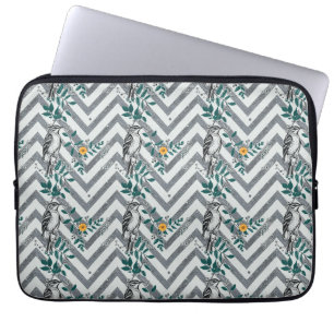Zigzag Vogel & Bloem Patroon Laptop Sleeve