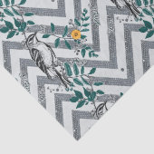 Zigzag Vogel % Bloem Patroon Tissuepapier (Detail)
