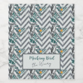Zigzag Vogel % Bloem Patroon Wijn Etiket (Enkel label)