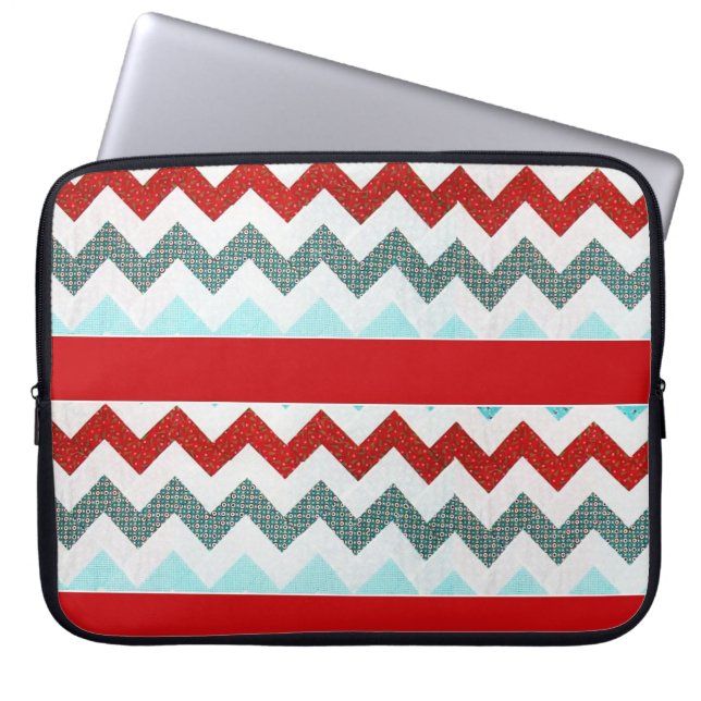 ZigZag voor 15-inch hoes voor neopreenlaptop (rood (Voorkant)