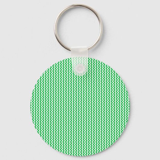 Zigzag - White en Dark Pastel Green Sleutelhanger (Voorkant)