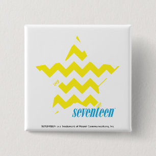 ZigZag Yellow 3 Vierkante Button 5,1 Cm