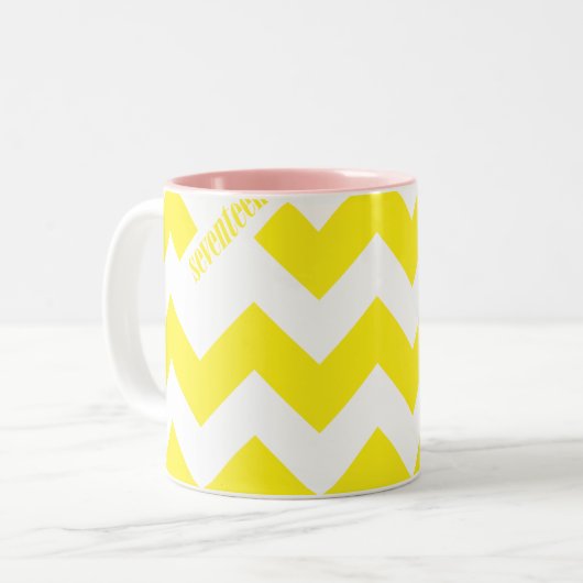 ZigZag Yellow Tweekleurige Koffiemok (Voorkant links)