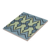 Zigzagblauw en groen geometrisch tegeltje (Zijkant)