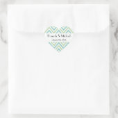 Zigzagpatroon, Chevron, Blauw, Groen, Bruiloft Hart Sticker (Tas)