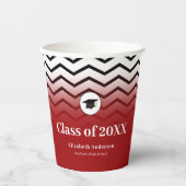 Zigzagpatroon rood Afstuderen Papieren Bekers (Voorkant)