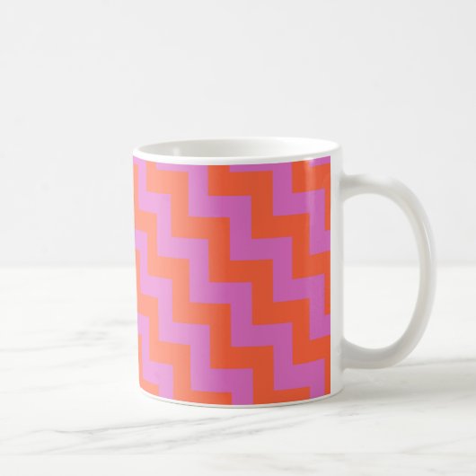 Zigzags Coffee Mok, magenta en Oranje Chevrons Koffiemok (Rechts)