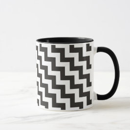 Zigzags Ringer Mok, zwart en wit Chevrons Mok