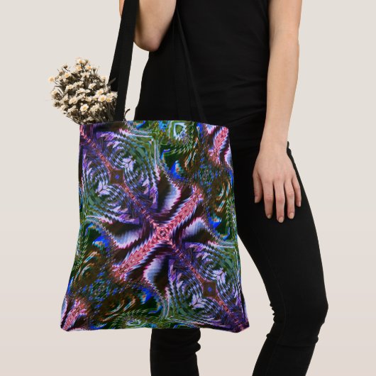 Zigzagvormig 'staafvormig' tote bag (Dichtbij)
