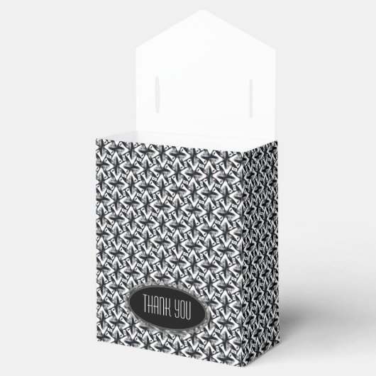 Zigzagy Black White Batik Party Favor Boxes Bedankdoosjes (Geopend)