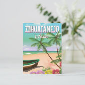 Zihuatanejo Mexican strand vakantion poster Briefkaart (Staand voorkant)