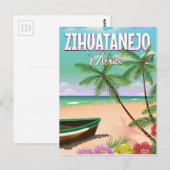 Zihuatanejo Mexican strand vakantion poster Briefkaart (Voorkant / Achterkant)