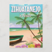 Zihuatanejo Mexican strand vakantion poster Briefkaart (Voorkant)