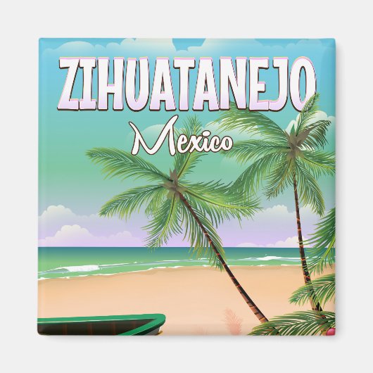 Zihuatanejo Mexican strand vakantion poster Magneet (Voorkant)