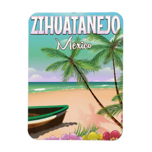 Zihuatanejo Mexican strand vakantion poster Magneet