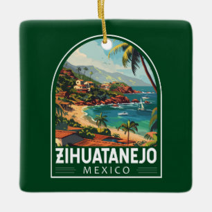 Zihuatanejo Mexico Reizen Kunst Vintage Keramisch Ornament