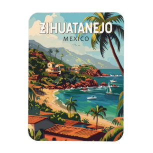 Zihuatanejo Mexico Reizen Kunst Vintage Magneet